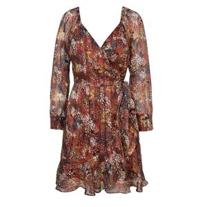 Adelyn Rae Faux Wrap Chiffon Dress